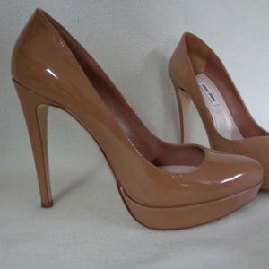 MIU MIU NUDE COLOR 38 US 7 1/2 5" HEELS 1" PLATFORM SHOES UK 5 AUS 8 UK 5